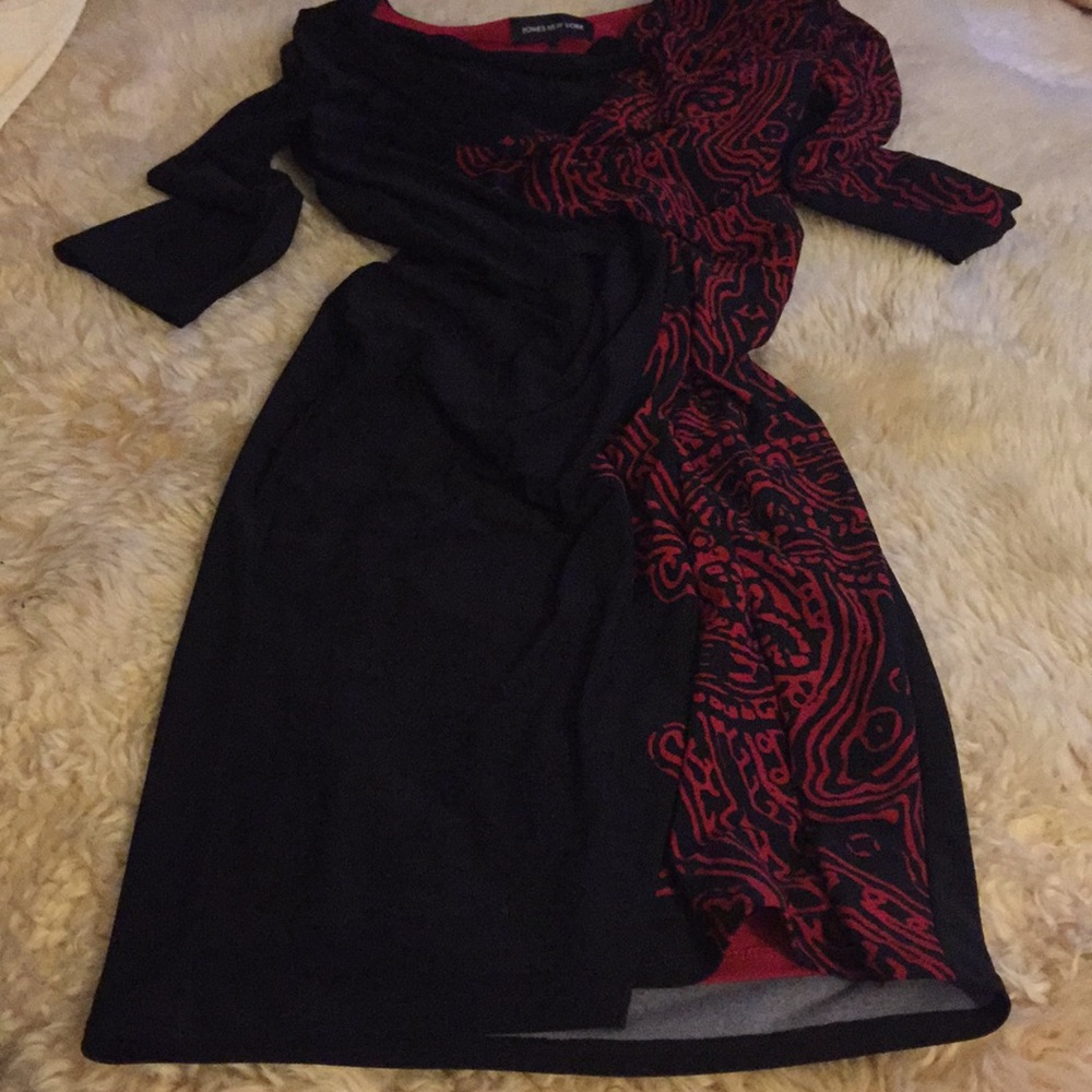 SOLD! NWT Jones New York Red & Black Dress - Picture 4 of 8